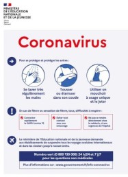 Coronavirus : les dernières recommandations du ministère de l'éducation nationale et de la jeunesse